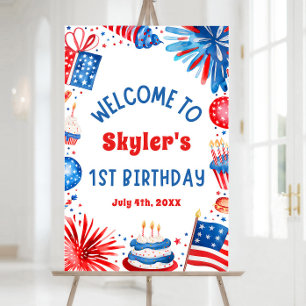 4 juli Patriotisk 1:a födelsedag Party Välkomstsky Poster