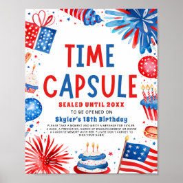 4 juli Patriotisk 1:a födelsedagstidskapsel Poster