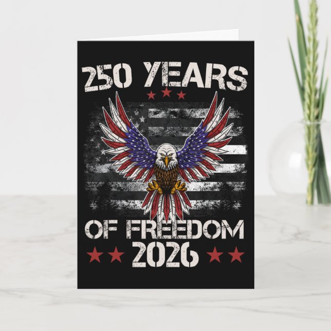 4 juli patriotisk 250-årsjubileum 250 år kort (Framsida)