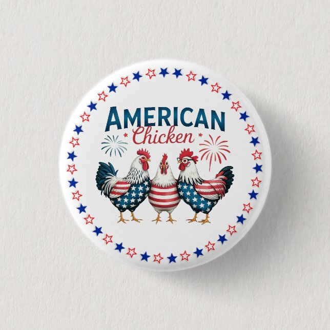 4 juli Patriotisk Amerikansk Kyckling-62987 Knapp (Framsida)