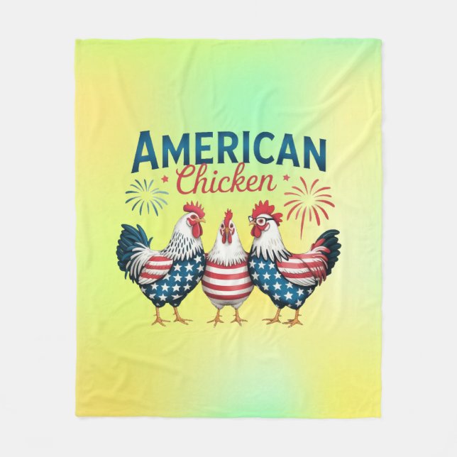4 juli Patriotisk Amerikansk Kyckling Design Fleecefilt (Framsidan)