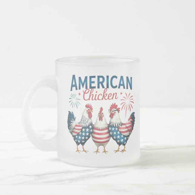 4 juli Patriotisk Amerikansk Kyckling Design Frostad Glasmugg (Vänster)