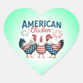 4 juli Patriotisk Amerikansk Kyckling Design Hjärtformat Klistermärke