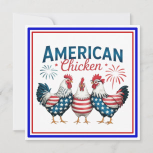 4 juli Patriotisk Amerikansk Kyckling Design Inbjudningar