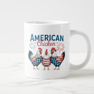 4 juli Patriotisk Amerikansk Kyckling Design Jumbo Mugg