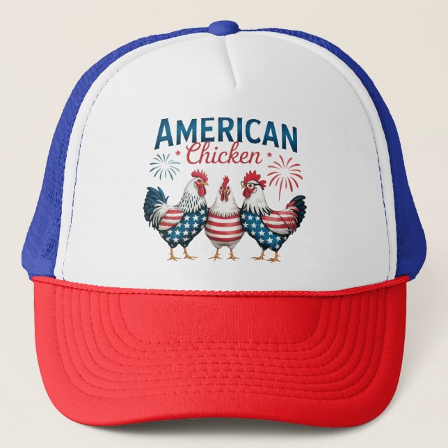 4 juli Patriotisk Amerikansk Kyckling Design Keps (Framsida)