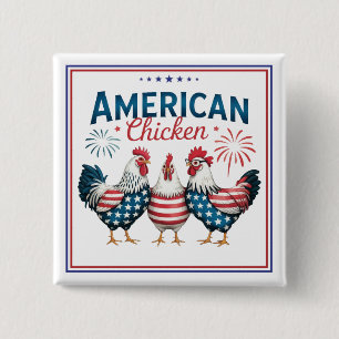 4 juli Patriotisk Amerikansk Kyckling Design Knapp