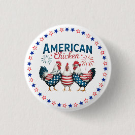 4 juli Patriotisk Amerikansk Kyckling Design Knapp