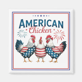 4 juli Patriotisk Amerikansk Kyckling Design Magnet