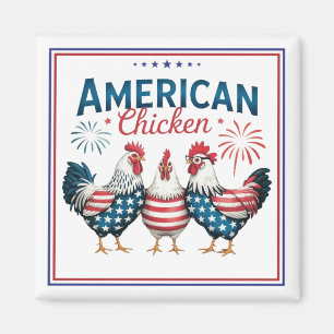 4 juli Patriotisk Amerikansk Kyckling Design Magnet