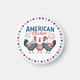 4 juli Patriotisk Amerikansk Kyckling Design Magnet