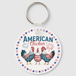 4 juli Patriotisk Amerikansk Kyckling Design Nyckelring