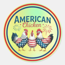 4 juli Patriotisk Amerikansk Kyckling Design Runt Klistermärke