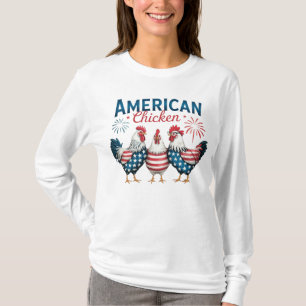 4 juli Patriotisk Amerikansk Kyckling Design T Shirt