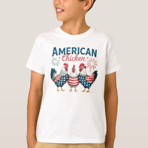 4 juli Patriotisk Amerikansk Kyckling Design T Shirt