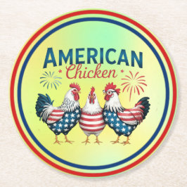 4 juli Patriotisk Amerikansk Kyckling Design Underlägg Papper Rund