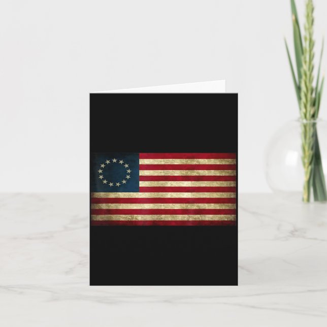 4 juli patriotisk Betsy Ross stridsflagga Kort (Framsida)
