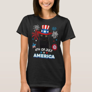 4 juli patriotisk dag svart katt självständighetsd t shirt