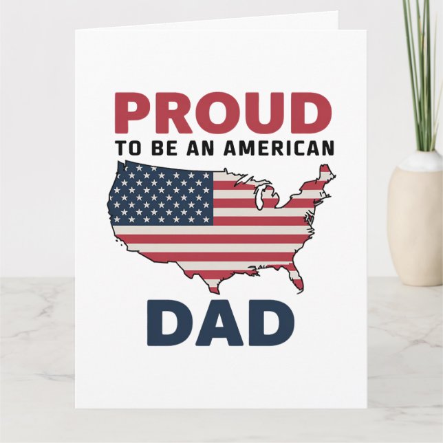 4 juli patriotisk fadersdag  kort (Framsida)