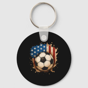 4 juli patriotisk fotboll Usa amerikansk flagga po Nyckelring