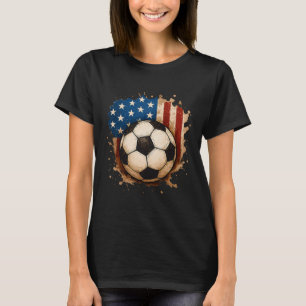 4 juli Patriotisk Fotboll Usa Amerikansk Flagga Po T Shirt