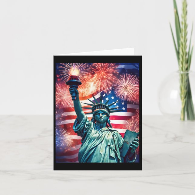 4 juli patriotisk frihetsstaty USA-flagga C Kort (Framsida)