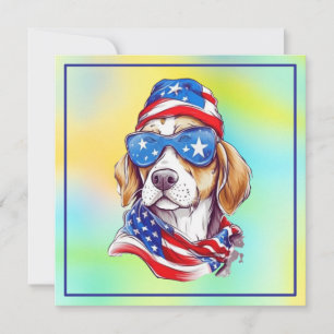 4 juli patriotisk hunddesign inbjudningar