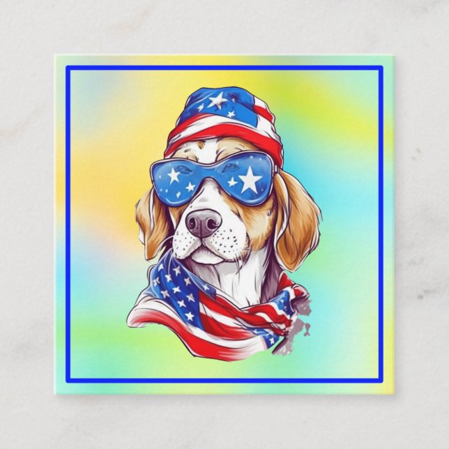 4 juli patriotisk hunddesign  tilläggskort (Framsida)