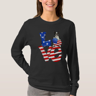 4 juli Patriotisk kärlek Boston Terrier Amerikansk T Shirt