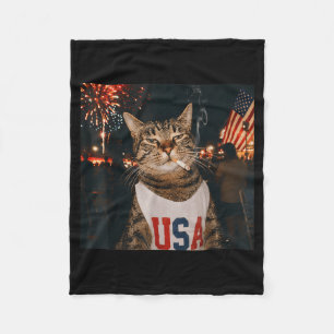 4 juli Patriotisk katt som röker cigarett 250 år Fleecefilt