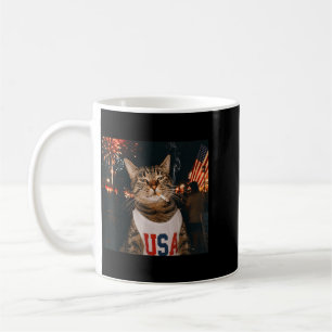 4 juli Patriotisk katt som röker cigarett 250 år Kaffemugg