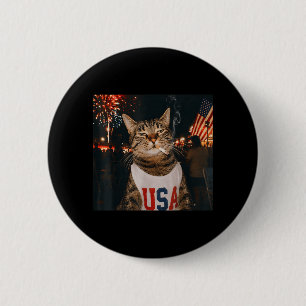 4 juli Patriotisk katt som röker cigarett 250 år Knapp