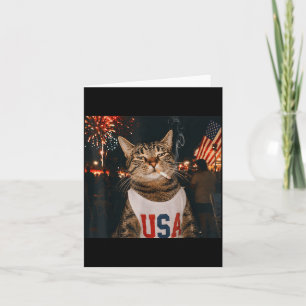 4 juli Patriotisk katt som röker cigarett 250 år Kort