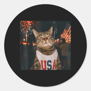4 juli Patriotisk katt som röker cigarett 250 år Runt Klistermärke