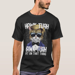 4 juli Patriotisk katt USA Hawk Tuah Spotta på det T Shirt
