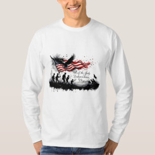4 juli patriotisk konst med flagga och soldater t shirt