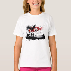 4 juli patriotisk konst med flagga och soldater t shirt