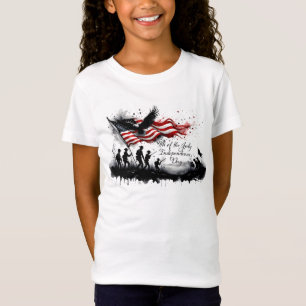 4 juli patriotisk konst med flagga och soldater t shirt