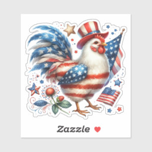 4 juli Patriotisk kyckling med USA-flagga Klistermärken