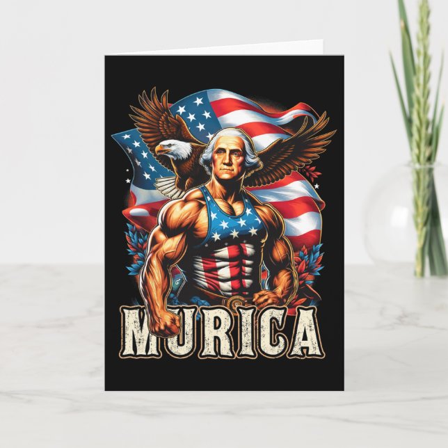 4 juli patriotisk rolig George Washington juli Kort (Framsida)