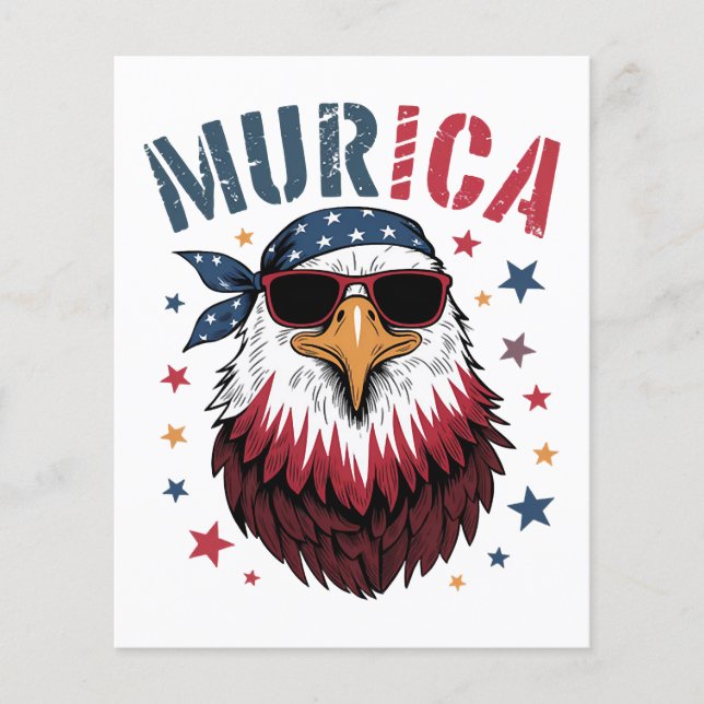 4 juli Patriotisk Rolig Örn USA Flygblad (Framsidan)