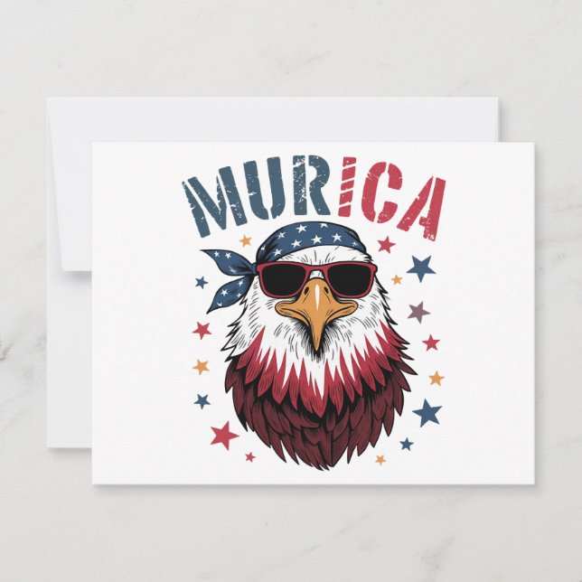 4 juli Patriotisk Rolig Örn USA Inbjudningar (Framsida)