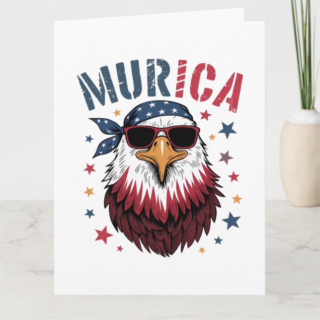 4 juli Patriotisk Rolig Örn USA Kort (Framsida)