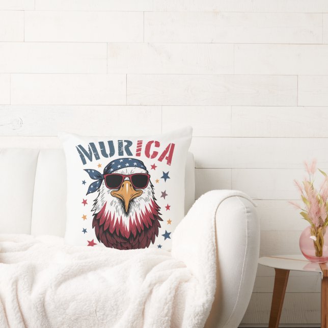 4 juli Patriotisk Rolig Örn USA Kudde (Soffa)