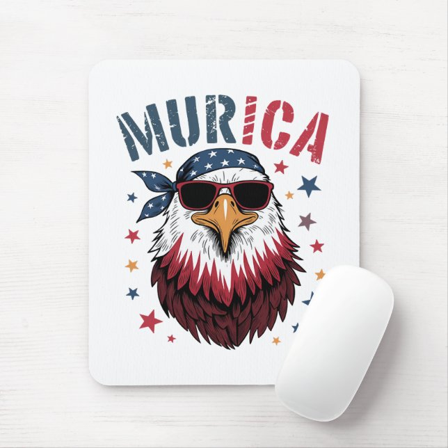 4 juli Patriotisk Rolig Örn USA Musmatta (Med mus)