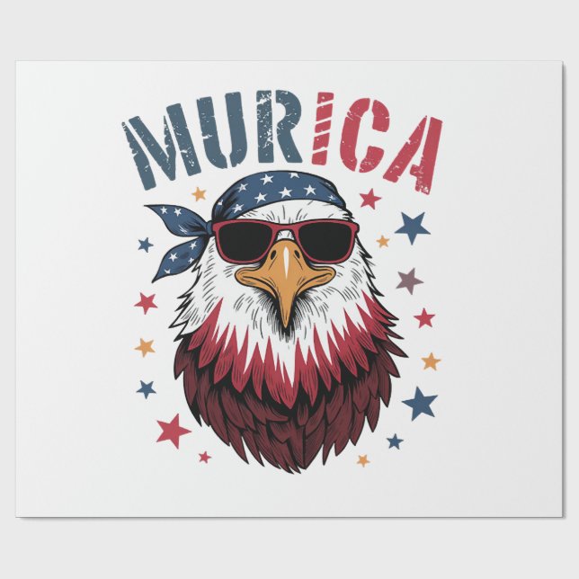 4 juli Patriotisk Rolig Örn USA Presentpapper (Platt)