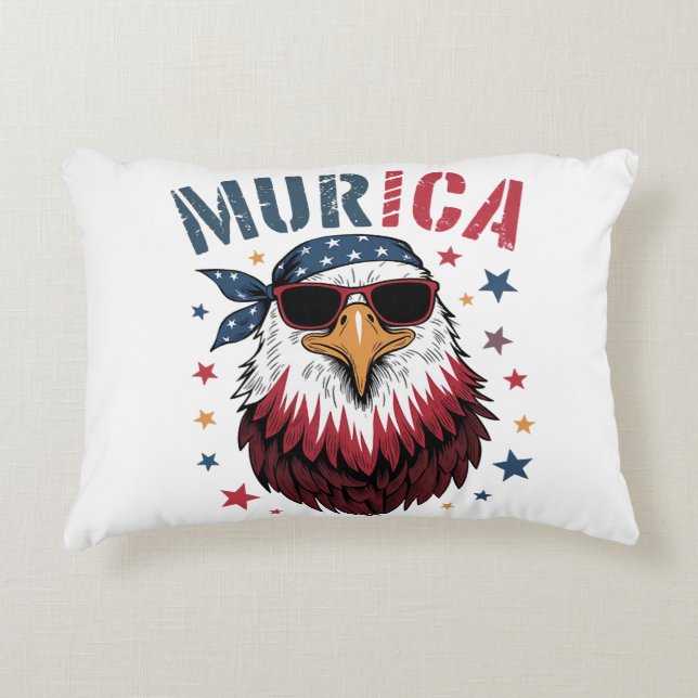4 juli Patriotisk Rolig Örn USA Prydnadskudde (Framsidan)