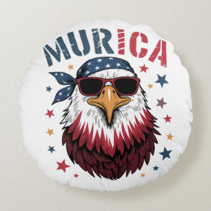 4 juli Patriotisk Rolig Örn USA Rund Kudde