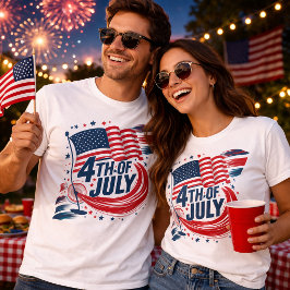 4 juli Patriotisk USA Flagga T-Shirt