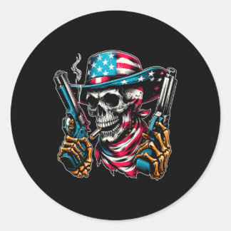 4 juli patriotisk usa skelett skalle amerikansk fl runt klistermärke